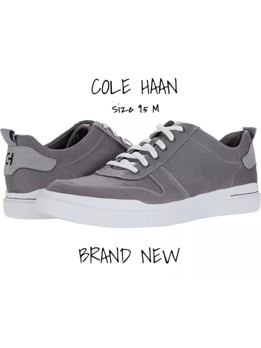 Cole Haan GrandPro Rally Gray Canvas Court Sneakers Men’s Size 9.5 - Brand New